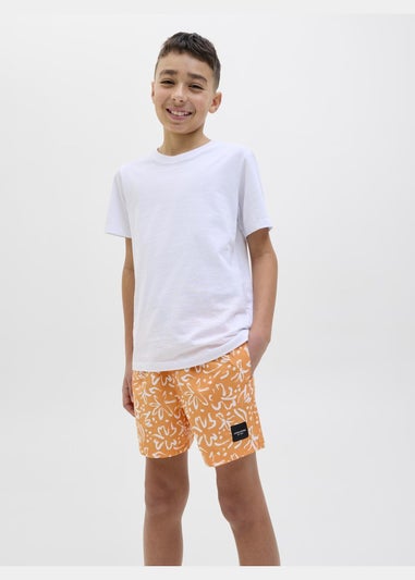 Jack & Jones Jnr Orange Print Swim Shorts