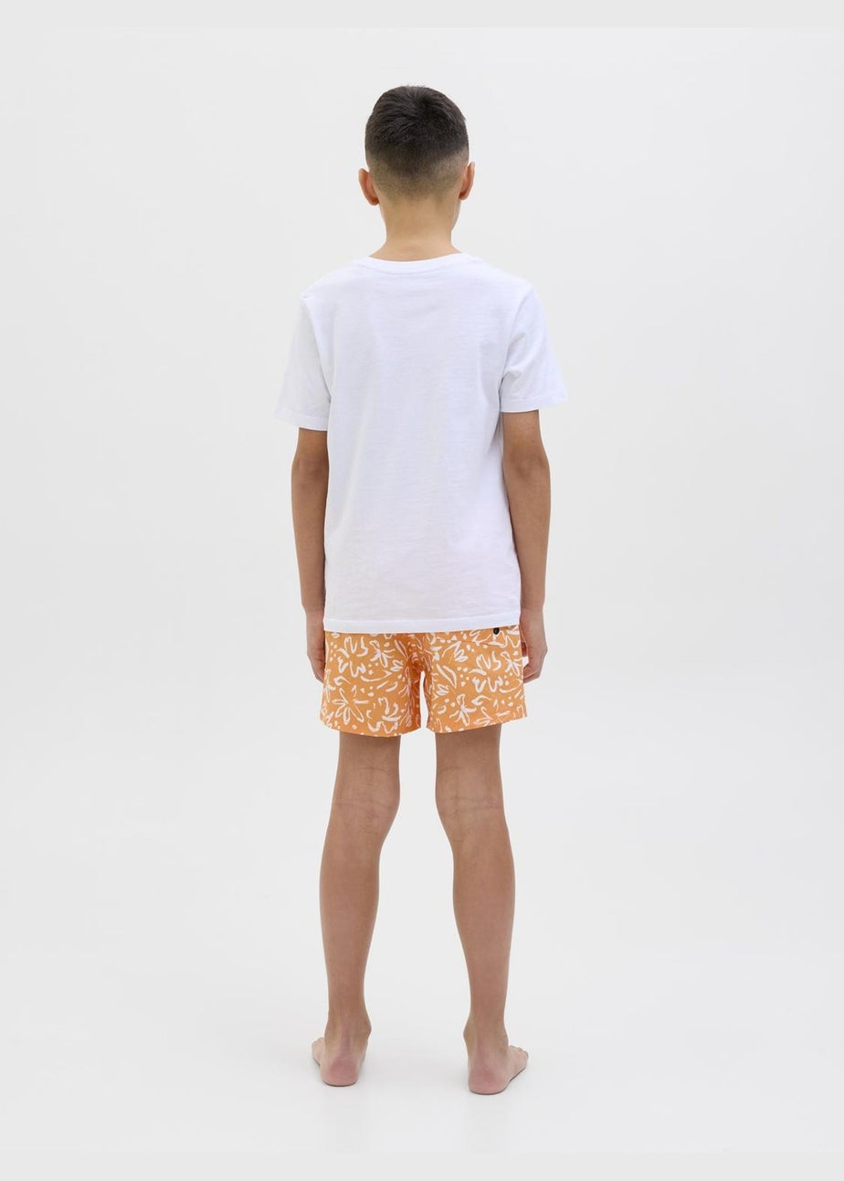 Jack & Jones Jnr Orange Print Swim Shorts