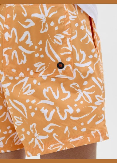 Jack & Jones Jnr Orange Print Swim Shorts