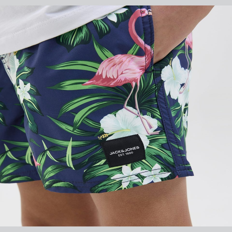 Jack & Jones Jnr Navy Printed Swim Shorts