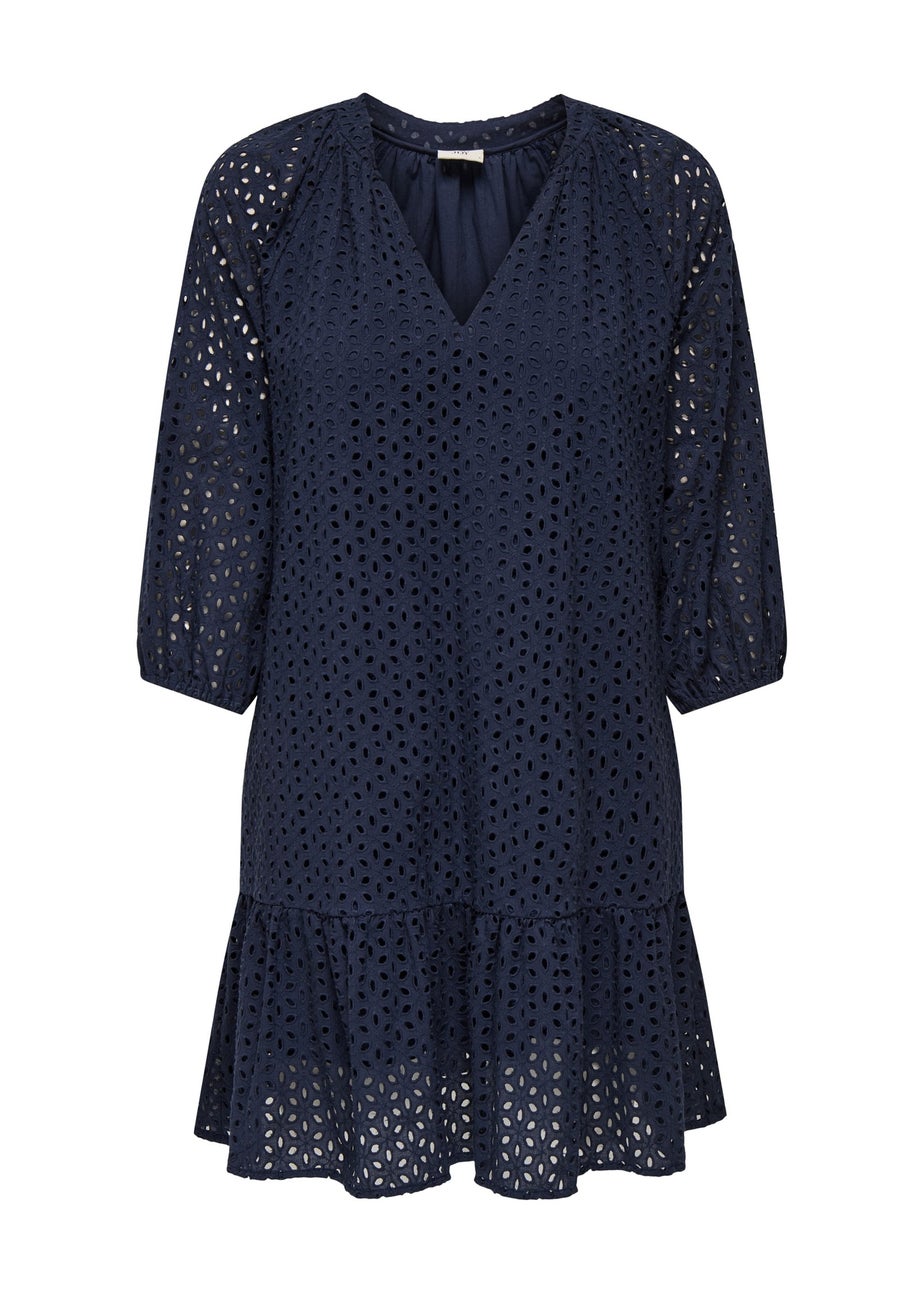JDY Navy Embroidered Smock Dress