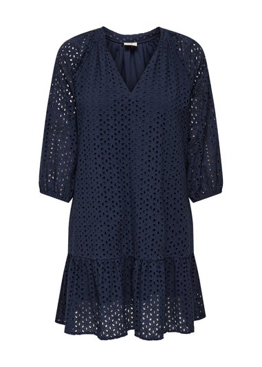 JDY Navy Embroidered Smock Dress