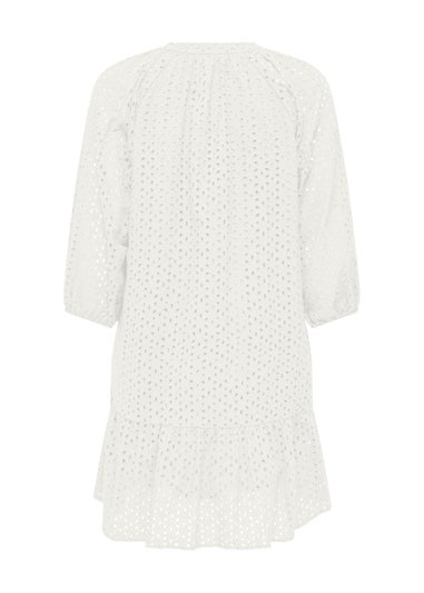 JDY White Embroidered Smock Dress