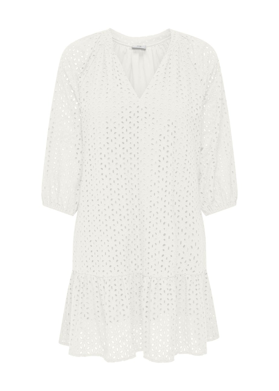 JDY White Embroidered Smock Dress
