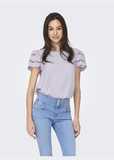JDY Lilac Sleeve Detail T-Shirt