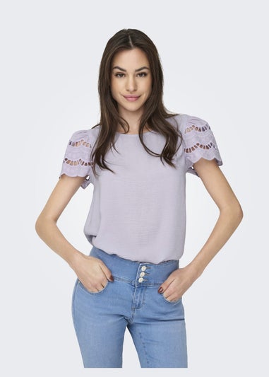 JDY Lilac Sleeve Detail T-Shirt