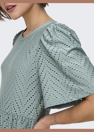 JDY Grey Embroidered Smock Mini Dress