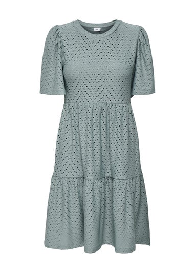 JDY Grey Embroidered Smock Mini Dress