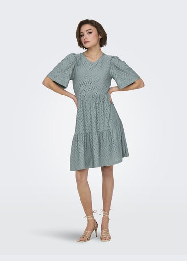JDY Grey Embroidered Smock Mini Dress