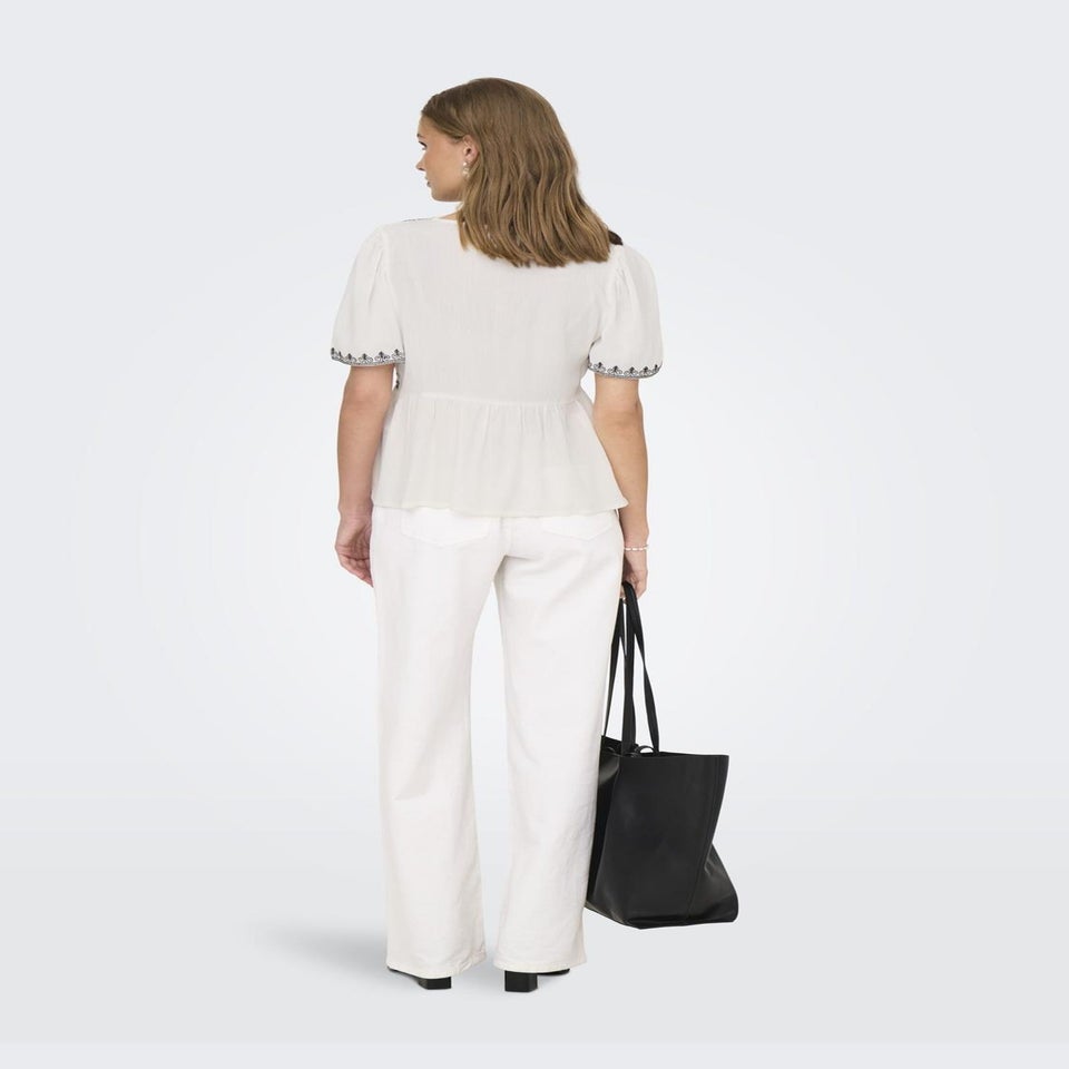 JDY White Embroidered Blouse