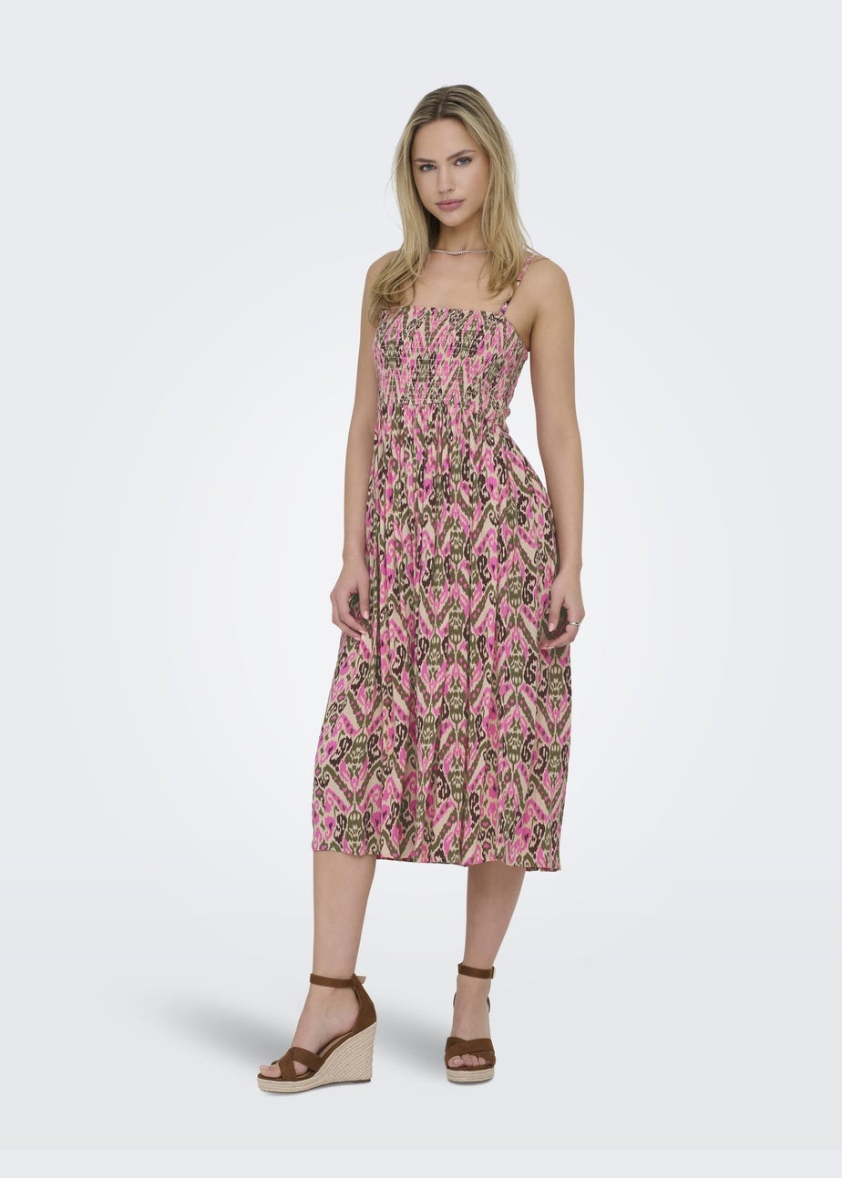 JDY Pink Abstract Midi Dress