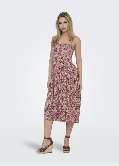 JDY Pink Abstract Midi Dress