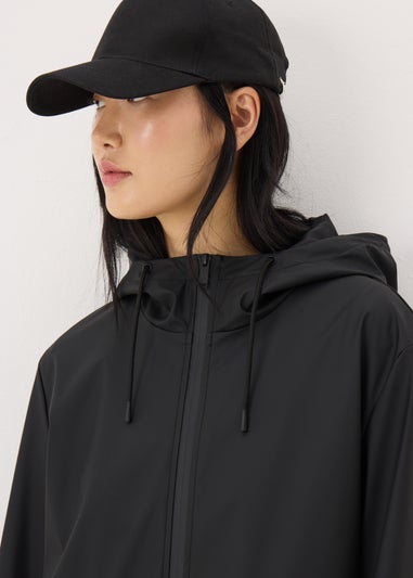 Black Rubberised Showerproof Parka Coat