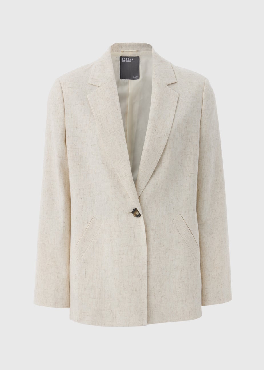 Neutral Linen Blend Blazer