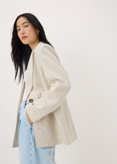 Neutral Linen Blend Blazer