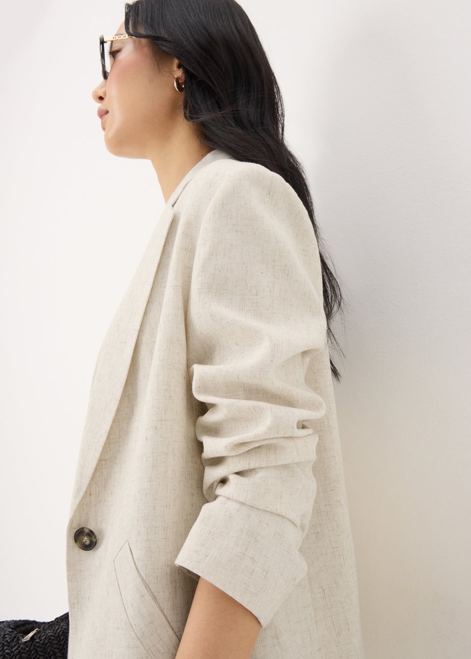 Neutral Linen Blend Blazer
