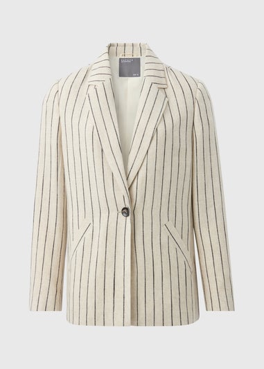 Cream Stripe Linen Blend Blazer