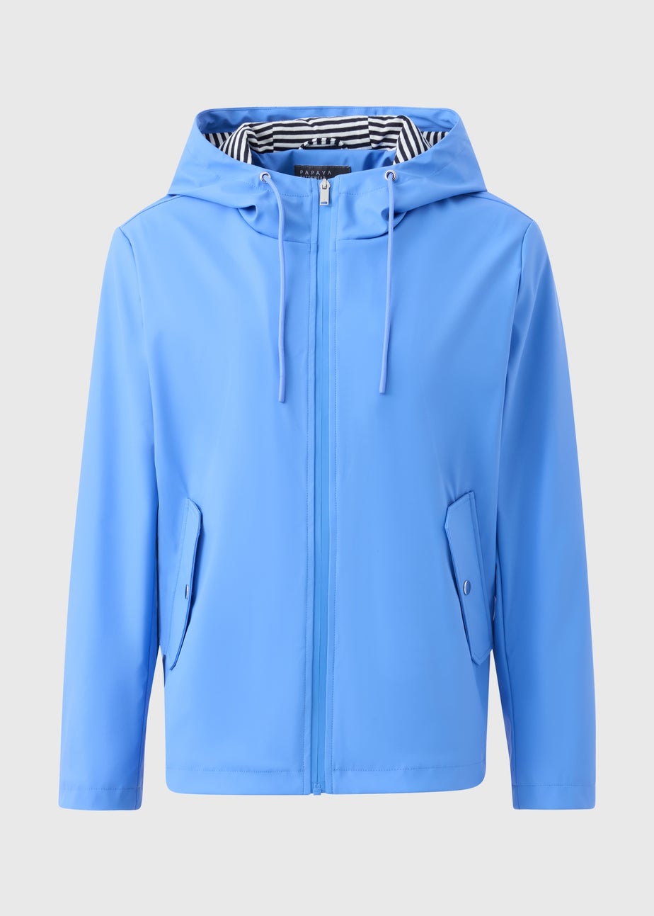 Blue Short Rubberised Parka Jacket
