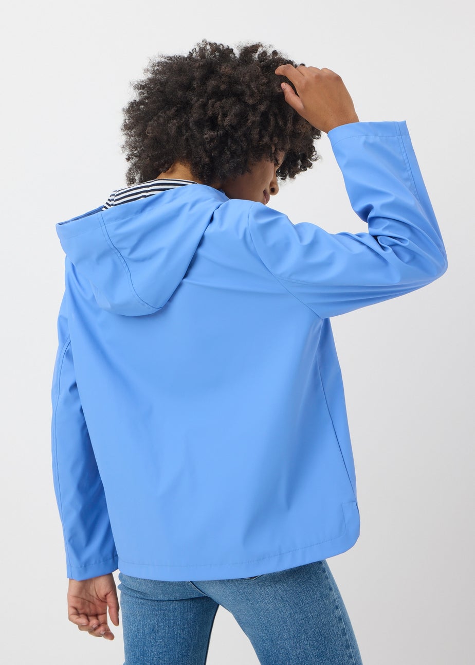 Blue Short Rubberised Parka Jacket