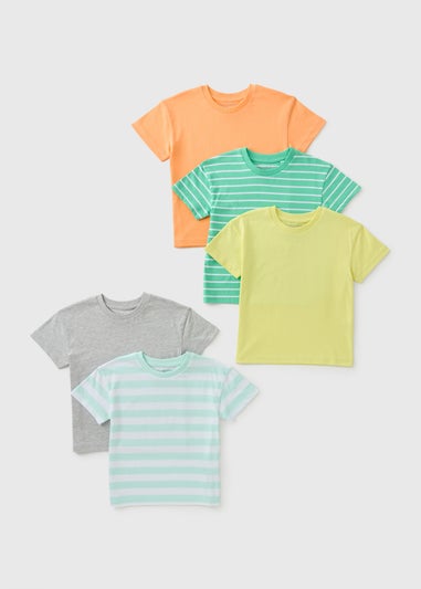 5 Pack Boys Multi Coloured T-Shirts (1-7yrs)