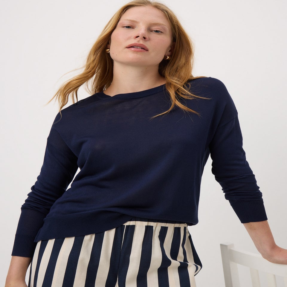 Navy Fine Gauge Long Sleeve Jumper