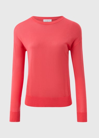 Coral Fine Knit Long Sleeve Jumper