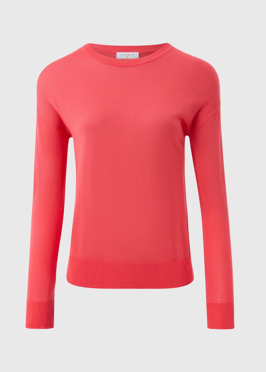 Coral Fine Knit Long Sleeve Jumper