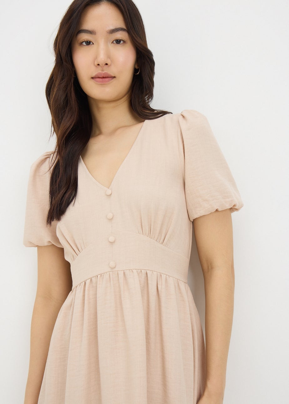 Stone Button Midi Tea Dress
