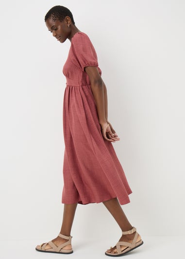 Raspberry Button Midi Tea Dress