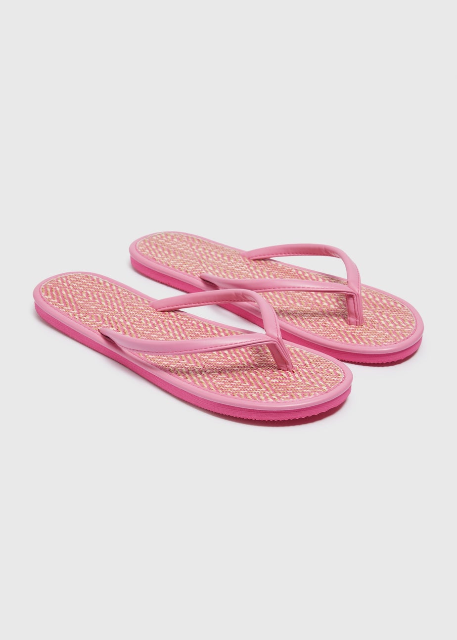 Pink Raffia Flip Flops