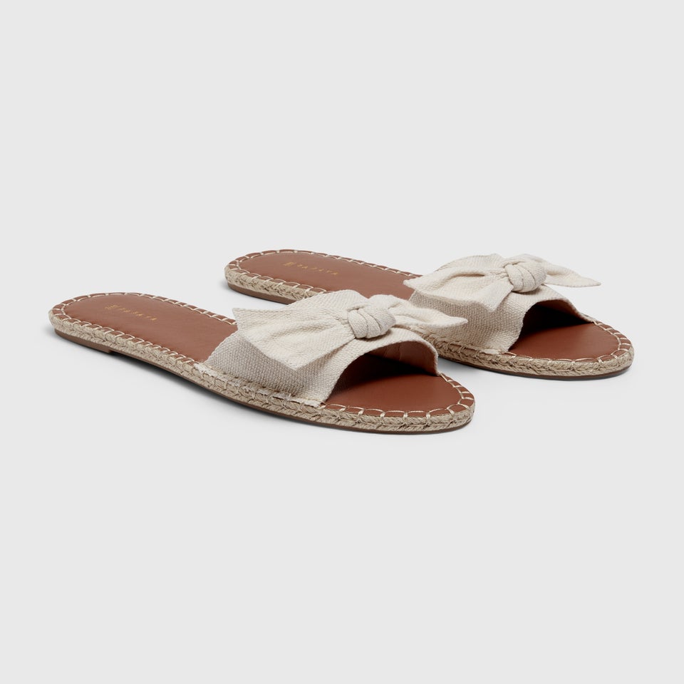 Stone Flat Espadrille Sliders