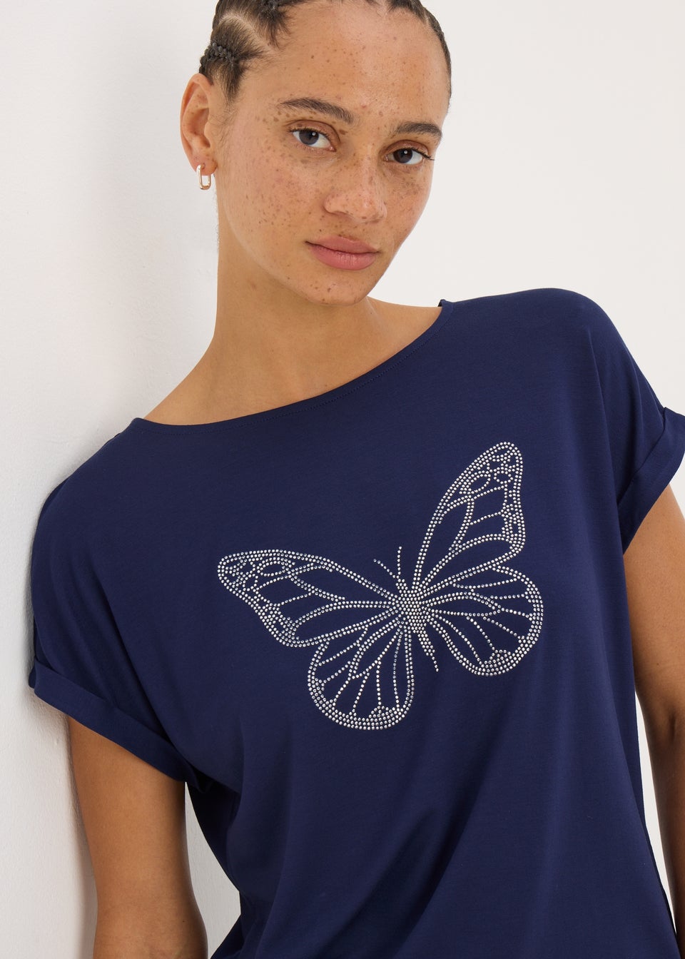 Navy Studded Butterfly T-Shirt