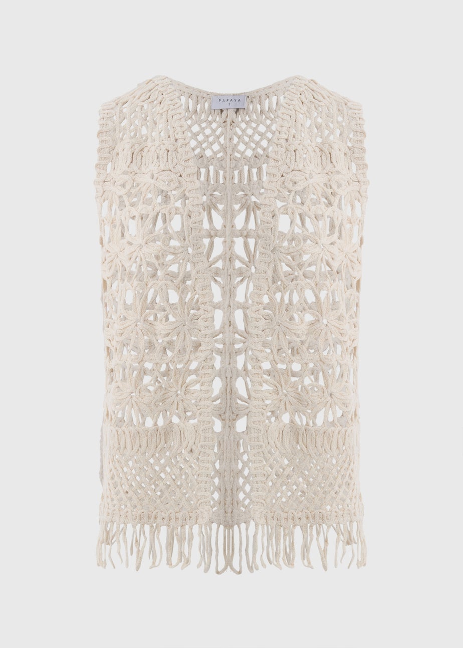 Cream Fringe Waistcoat