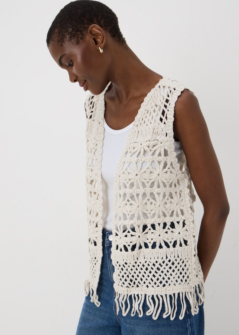 Cream Fringe Waistcoat