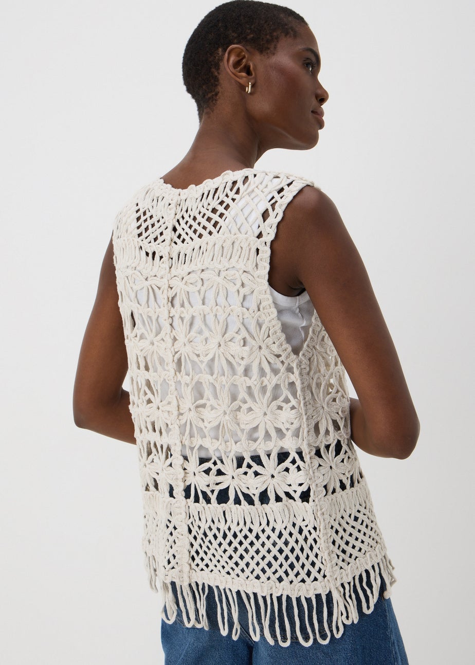 Cream Fringe Waistcoat