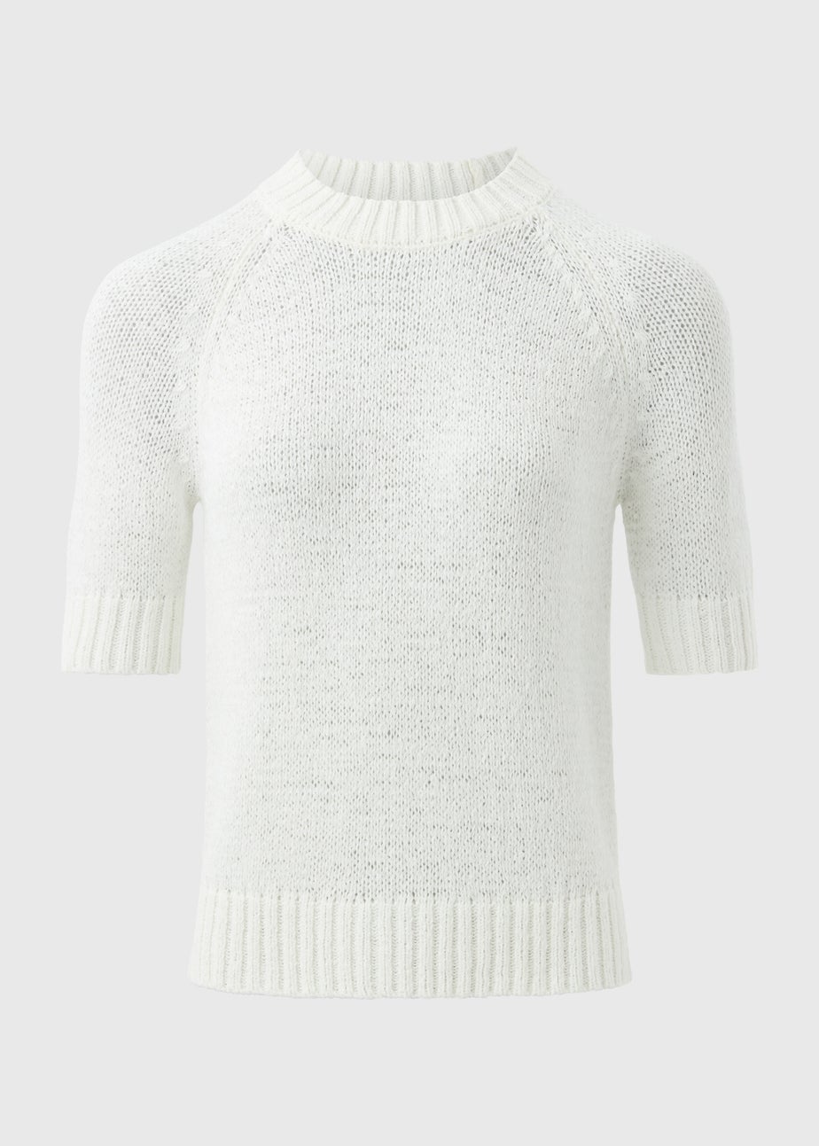 White Short Sleeve Knitted T-Shirt