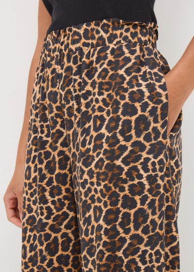 Brown Leopard Print Cropped Trousers
