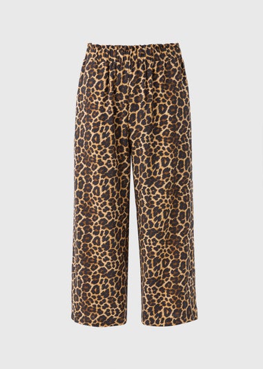 Brown Leopard Print Cropped Trousers