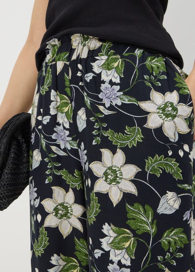 Navy Floral Cropped Trousers