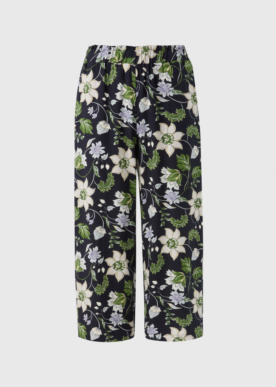 Navy Floral Cropped Trousers