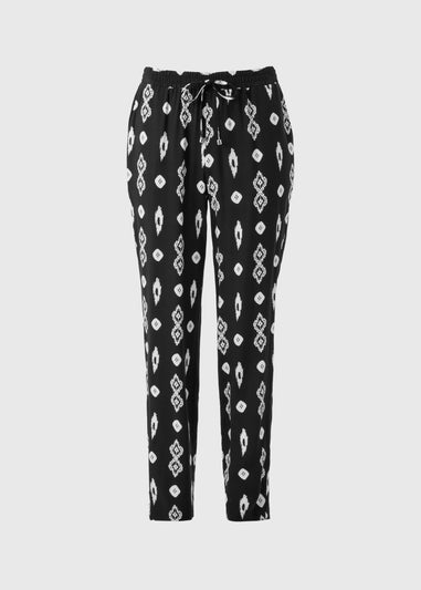 Black Monochrome Print Tapered Trousers