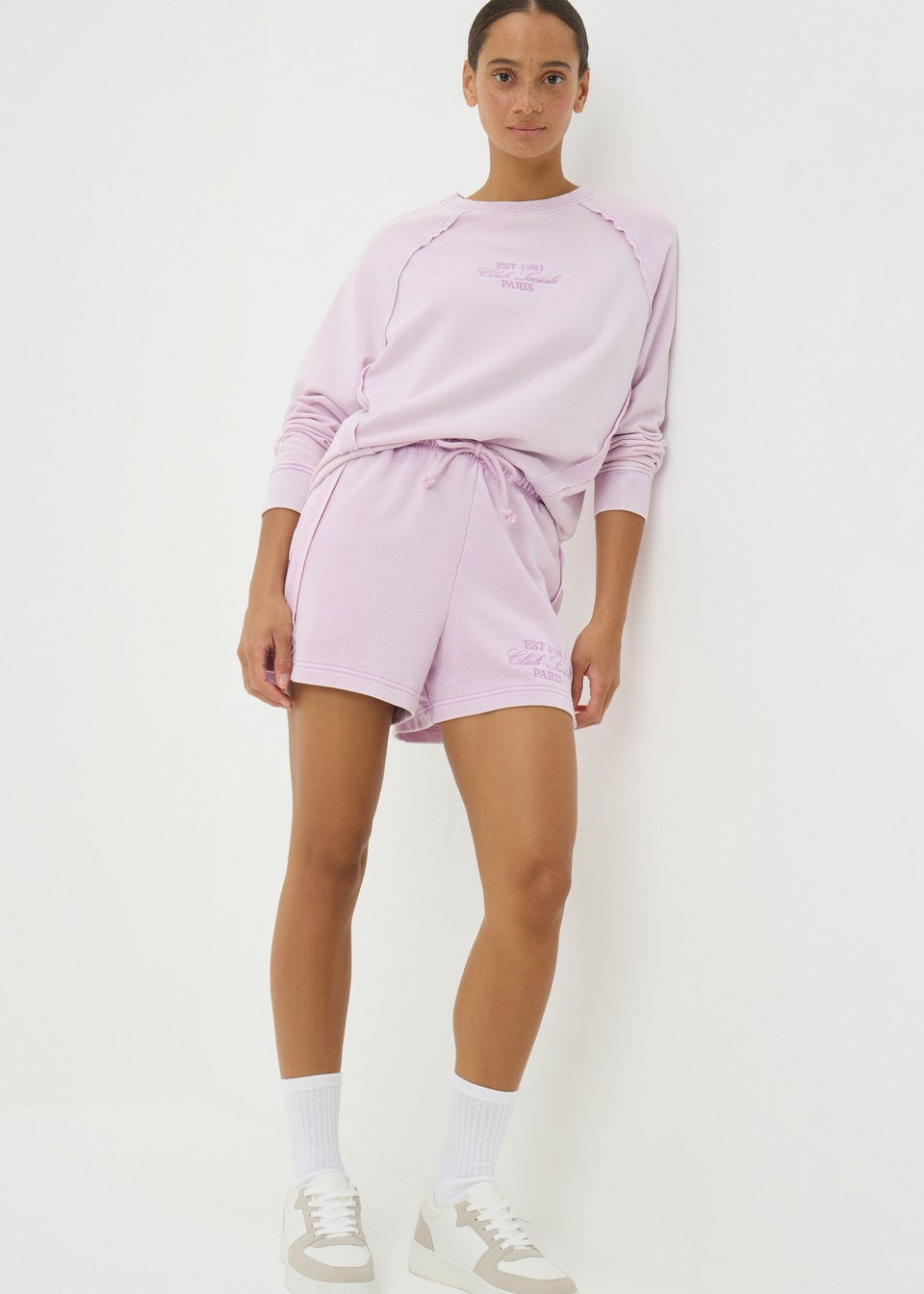 Pink Acid Wash Co Ord Shorts