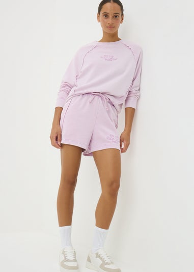 Pink Acid Wash Co Ord Shorts