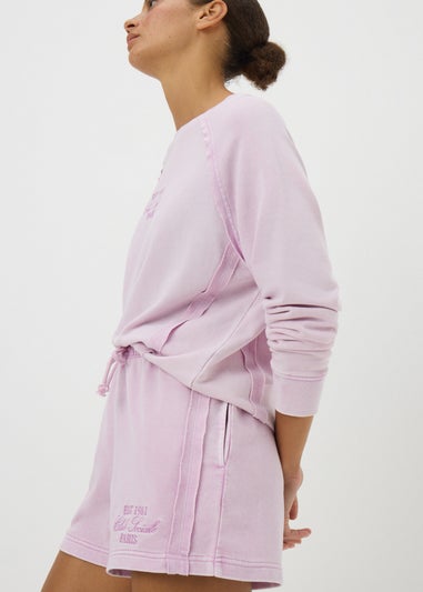 Pink Acid Wash Co Ord Graphic Sweatshirt