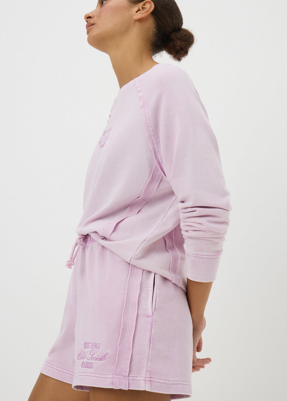 Pink Acid Wash Co Ord Graphic Sweatshirt