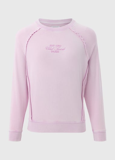 Pink Acid Wash Co Ord Graphic Sweatshirt