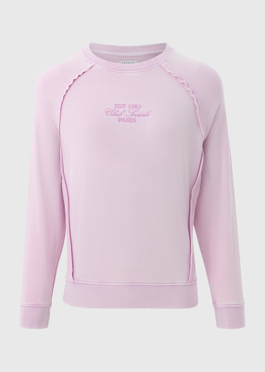 Pink Acid Wash Co Ord Graphic Sweatshirt