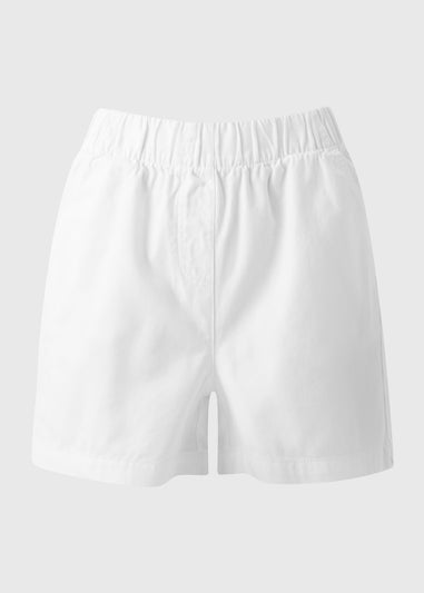 White Cotton Elasticated Shorts