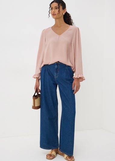 Pink Frill Sleeve Blouse