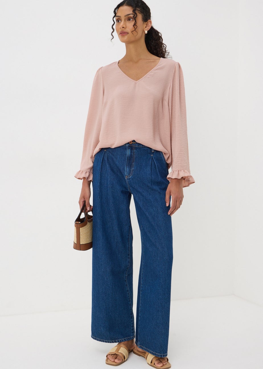 Pink Frill Sleeve Blouse